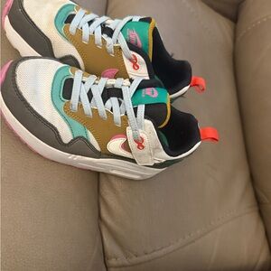 Nike Kids' White, Brown, and Pink Sneakers